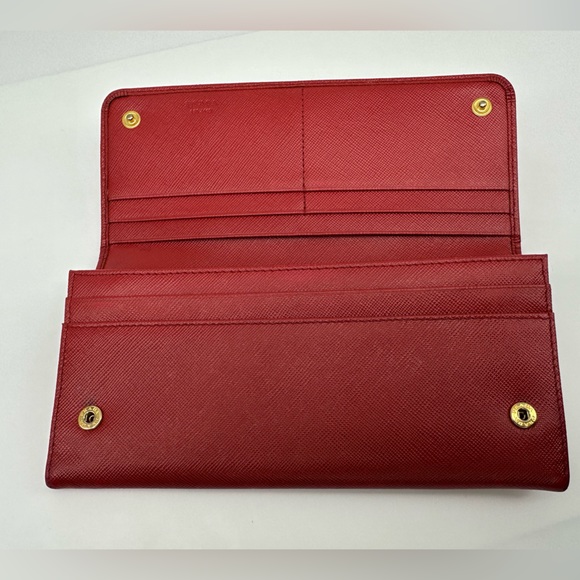 AUTHENTIC PRADA FIERY RED LARGE SAFFIANO LEATHER WALLET - Picture 7 of 16